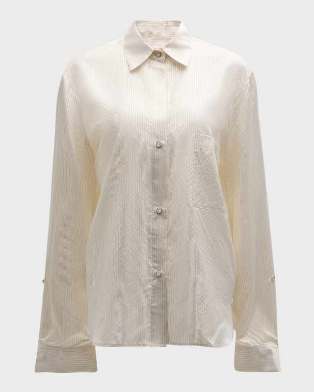 The New Morning After Silk Stripe Button-Front Shirt