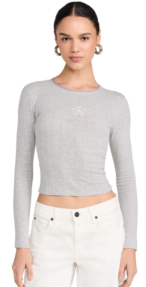 Damson Madder Lua ls Pointelle Top Grey Narl