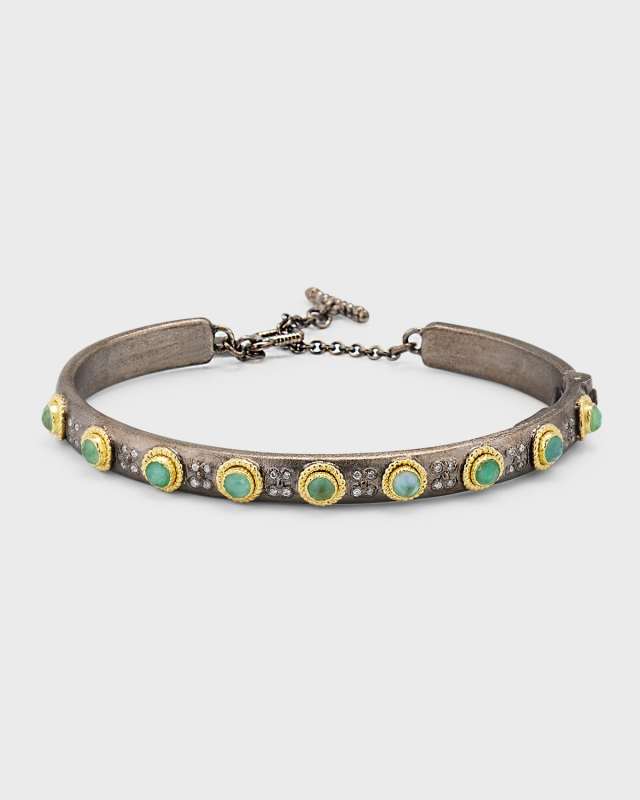 Alternating Emerald Hinged Bangle