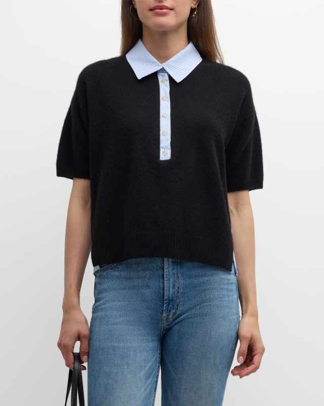 Hybrid Cashmere and Striped Cotton Polo