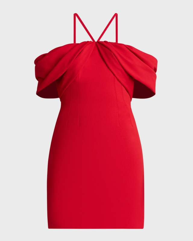 Off-Shoulder Crepe Mini Dress