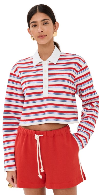Reformation Anna Rugby Shirt Red and Blue Stripe