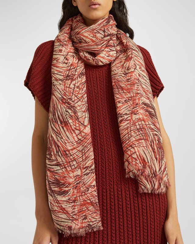 Foliage Print Cashmere Stole