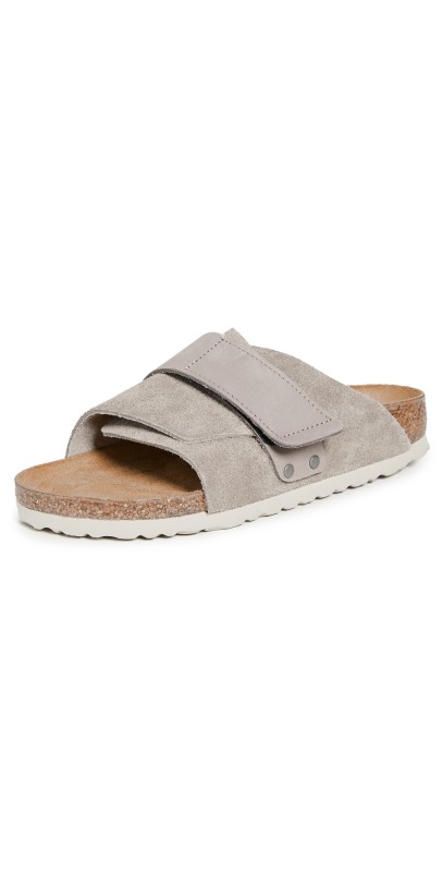 Birkenstock Kyoto Suede Sandals Gray Taupe