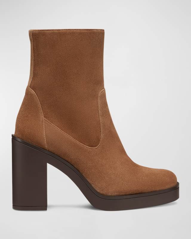 Bethenny Zip Suede Block-Heel Boots