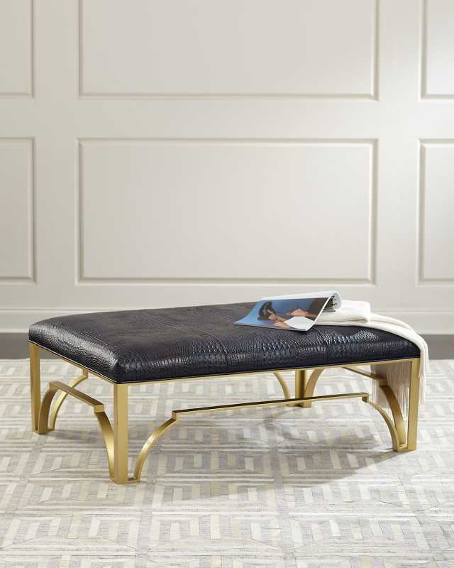 Astor Leather and Brass Ottoman