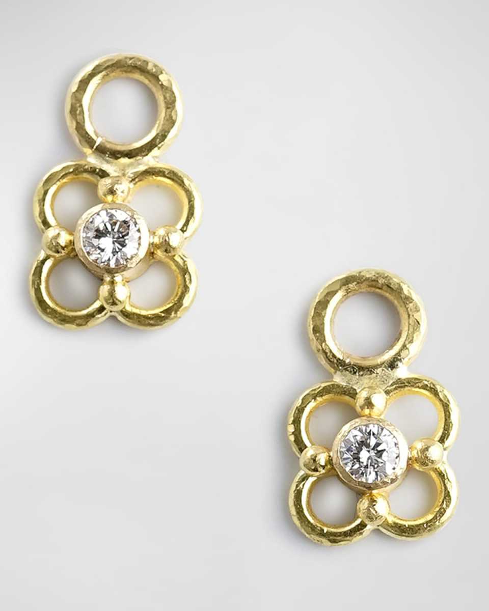 19K Diamond Flower Wire Arches Earring Pendants