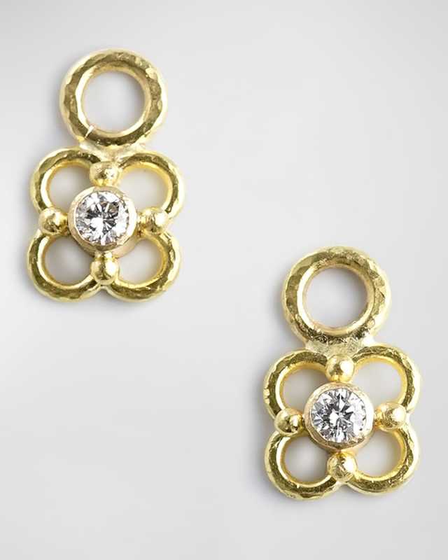 19K Diamond Flower Wire Arches Earring Pendants