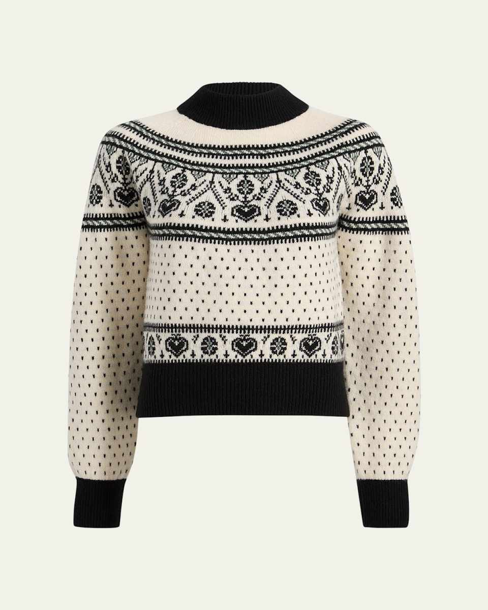 Guy Intarsia Mock Neck Cashmere Sweater