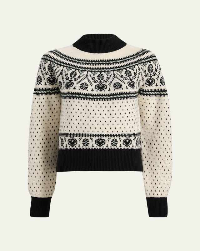 Guy Intarsia Mock Neck Cashmere Sweater
