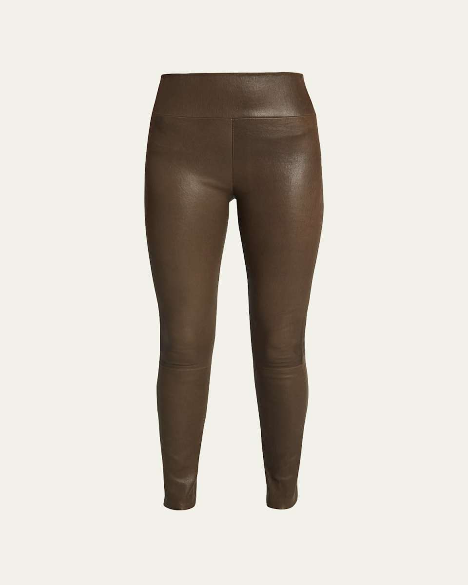 High-Waist Leather Ankle Leggings