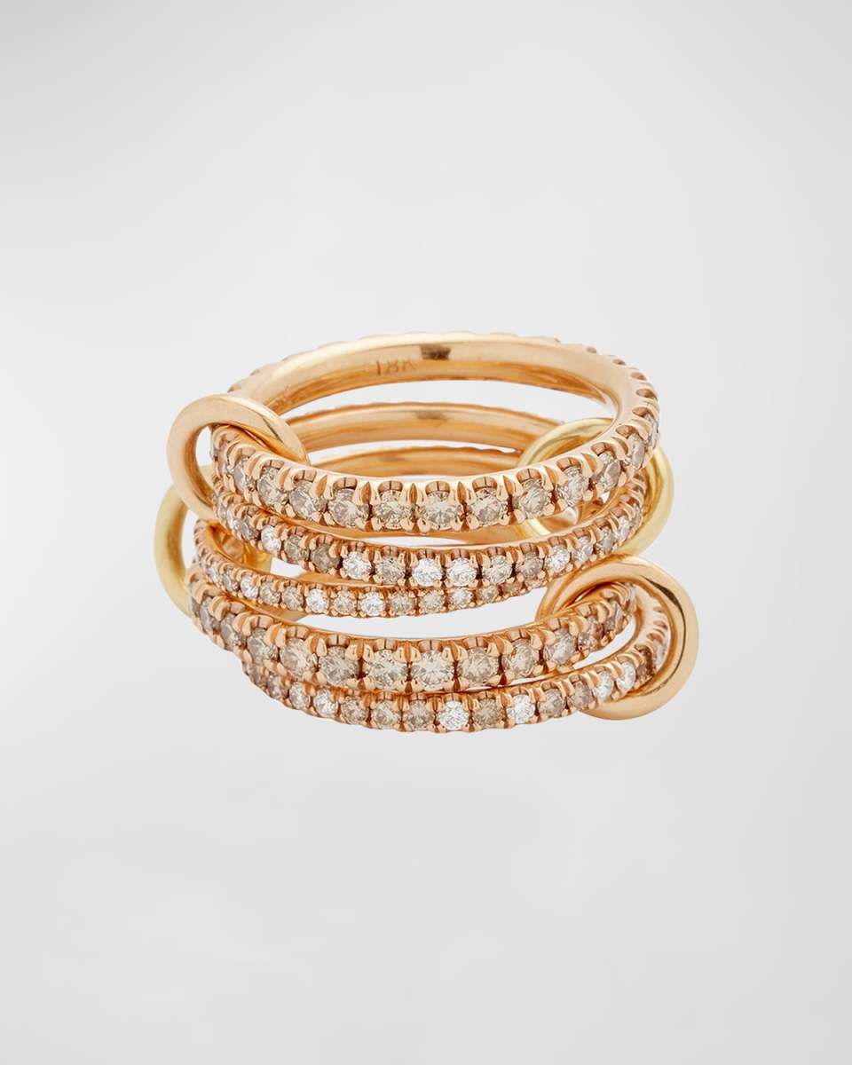 Selena 18k Rose Gold 5-Band Ring with Diamonds