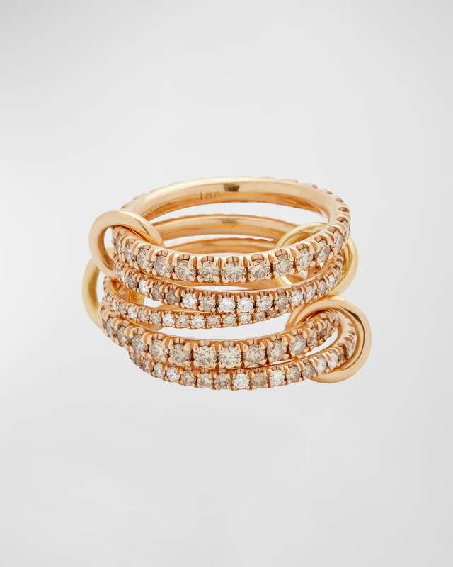 Selena 18k Rose Gold 5-Band Ring with Diamonds