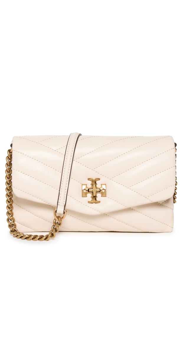 Tory Burch Kira Chevron Chain Wallet New Cream