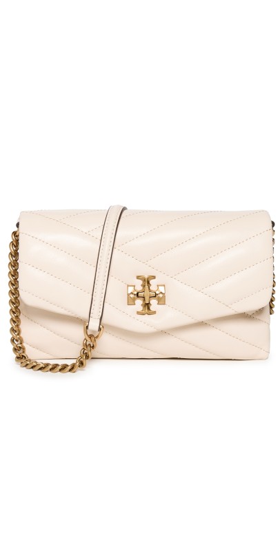 Tory Burch Kira Chevron Chain Wallet New Cream