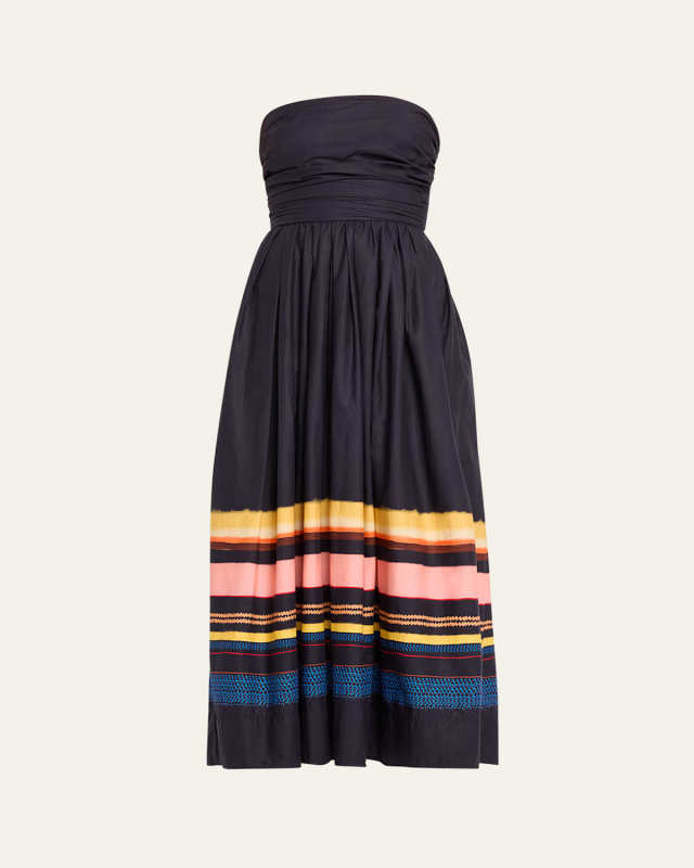 Tate Strapless Stripe Midi Dress