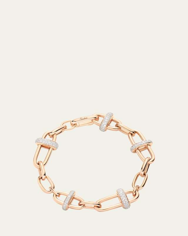 Iconica 18K Rose Gold Diamond Cross Bar Link Bracelet