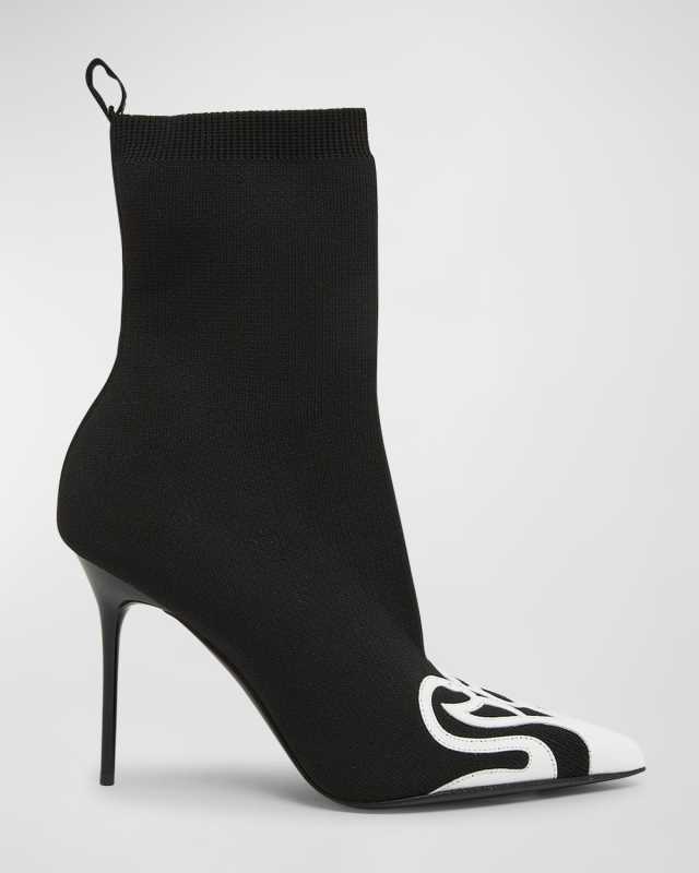 Skye Knit Patent Stiletto Sock Booties