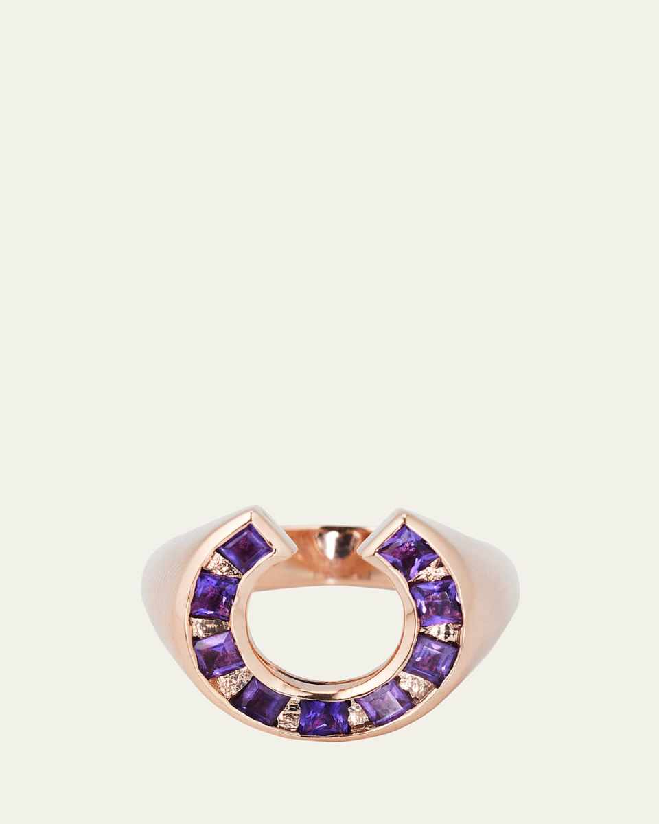 14k Rose Gold Sundial Amethyst Ring