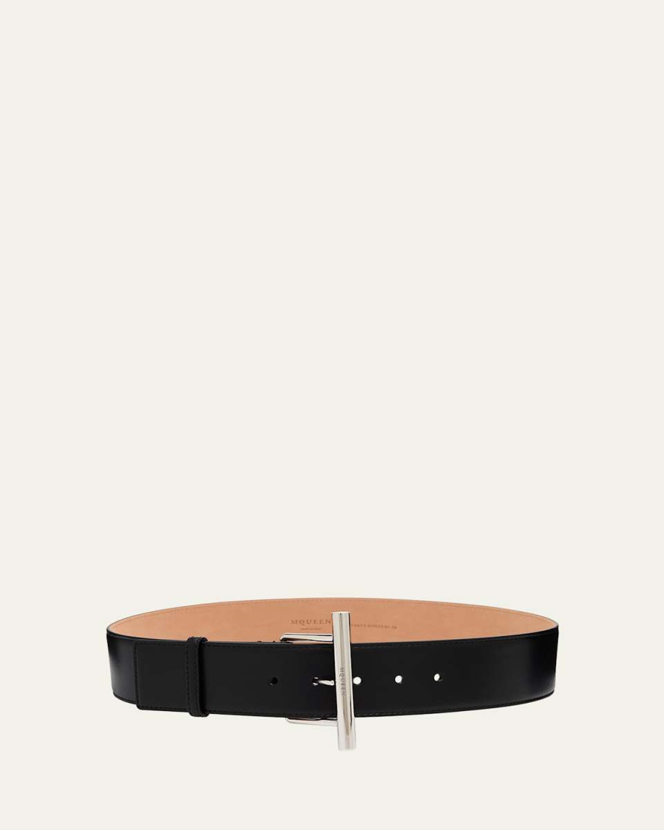 Silvertone Cross-Bar Leather Wide Sling Belt