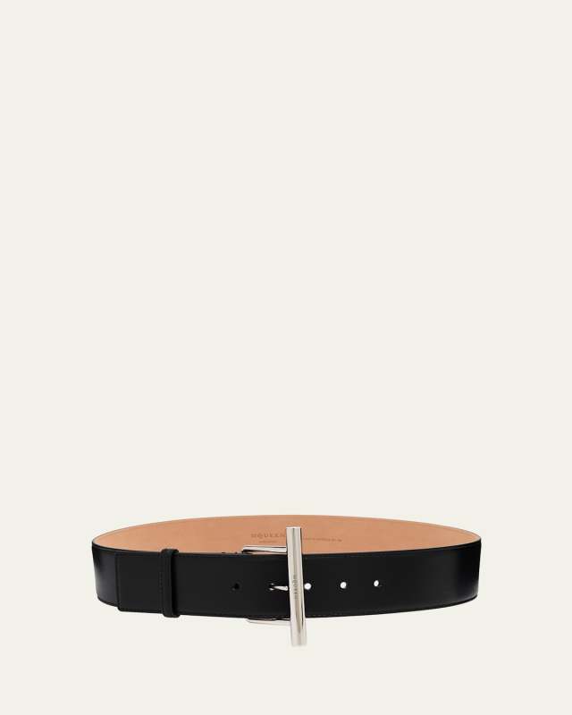 Silvertone Cross-Bar Leather Wide Sling Belt