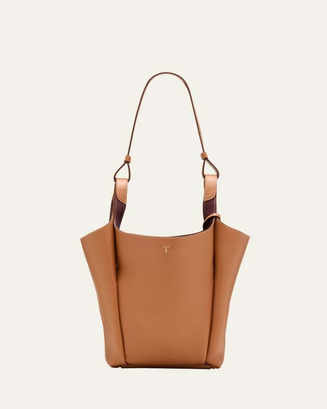 Small Grained Leather Bucket Bag