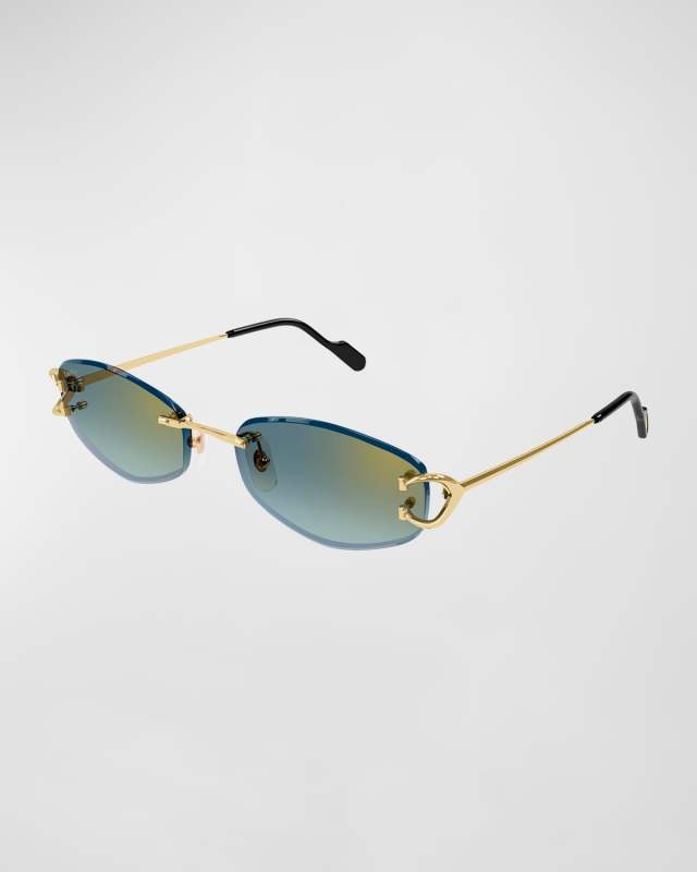 Gradient Metal Rectangle Sunglasses