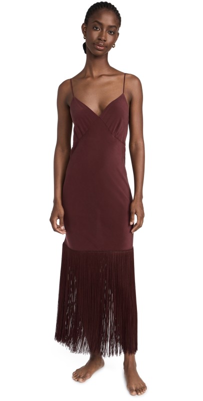Olivia von Halle Zoya Slip Dress Claret