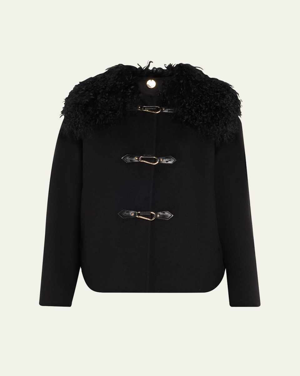 Shirley Wool Shearling-Collar Coat