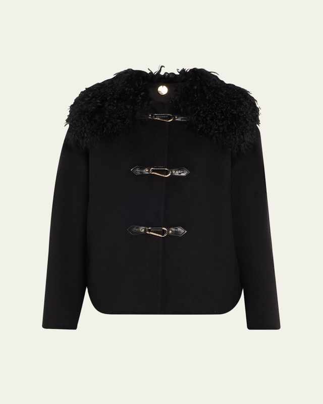 Shirley Wool Shearling-Collar Coat