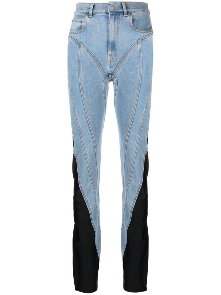 contrast-panel slim-fit jeans