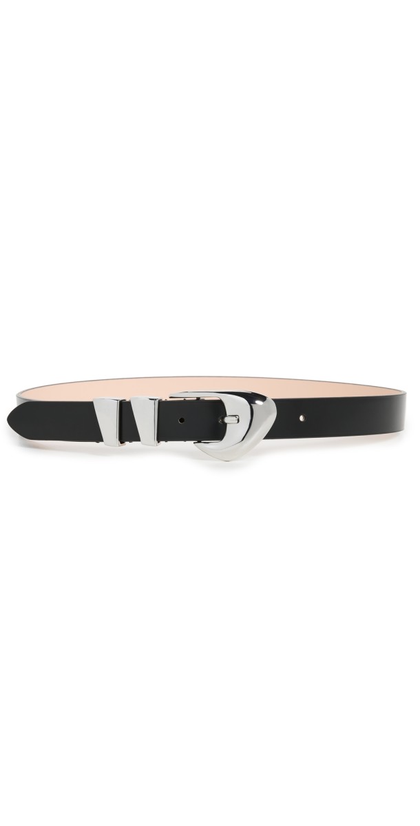 BY FAR Moore Black Semi Patent Leather Belt Black