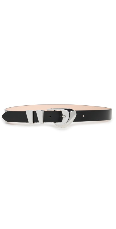 BY FAR Moore Black Semi Patent Leather Belt Black