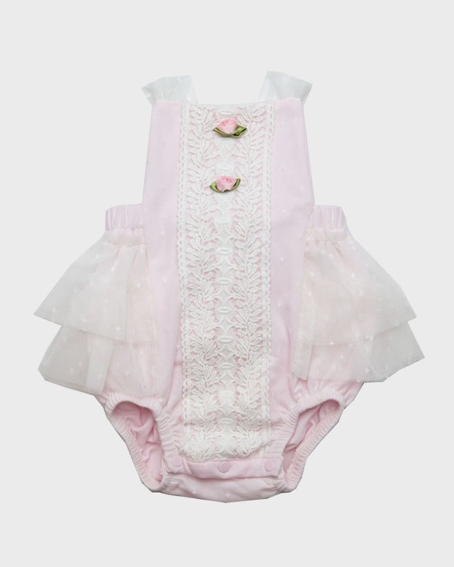 Girl's Grace Tiered Tulle Bubble Romper, Size Newborn-24