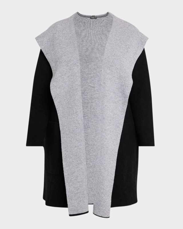 Plus Size Hooded Double-Faced Cashmere Coat
