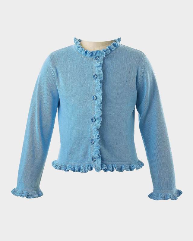 Girl's Frill Trim Cardigan, Size 2-10