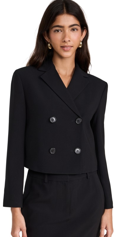 Theory Crop Double Breasted Jacket Black