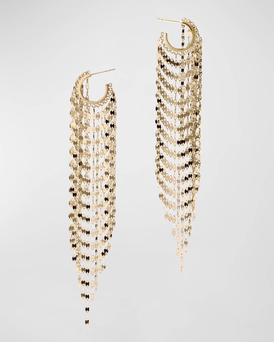 Extra-Long Blake Fringe Huggie Earrings, 4.25"L
