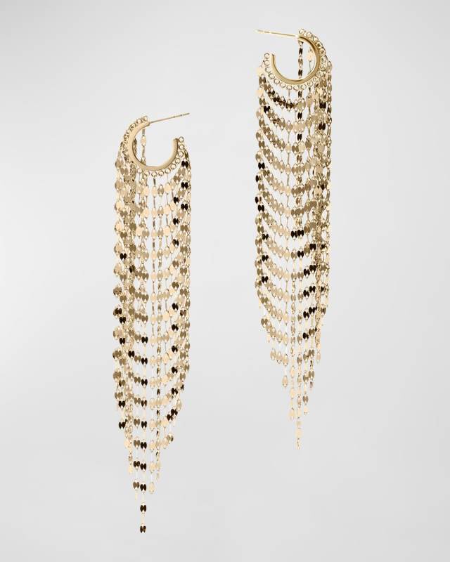 Extra-Long Blake Fringe Huggie Earrings, 4.25"L