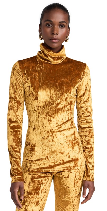 BruceGlen Crushed Velvet Turtleneck Gold