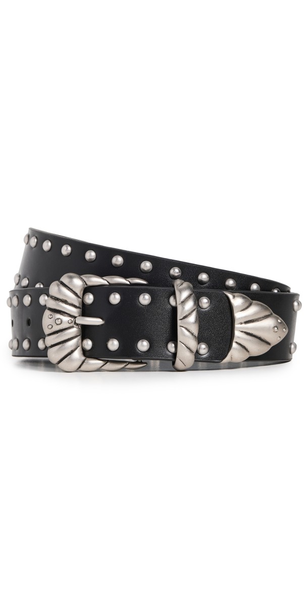 Good American Studded Western Shell Belt Black001
