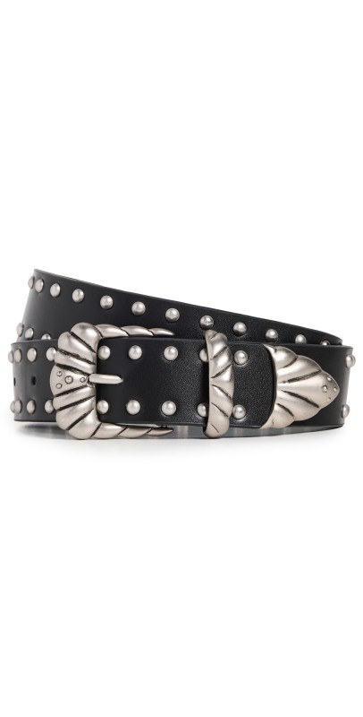 Good American Studded Western Shell Belt Black001