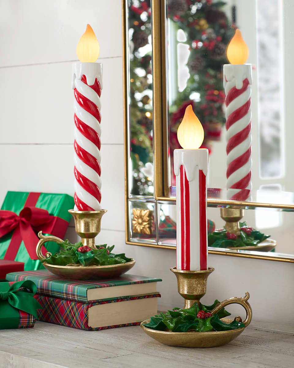 Lighted Christmas Candles, Set of 2