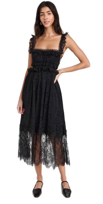 For Love & Lemons Deane Midi Dress Black