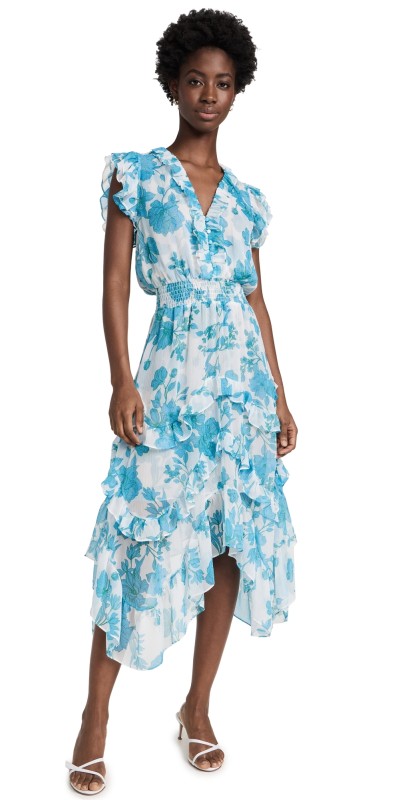 MISA Dakota Dress Turquoise Flora Chf