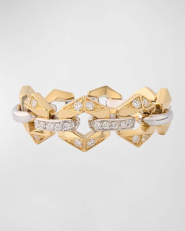 18K Gold Diamond Flow Ring, Size