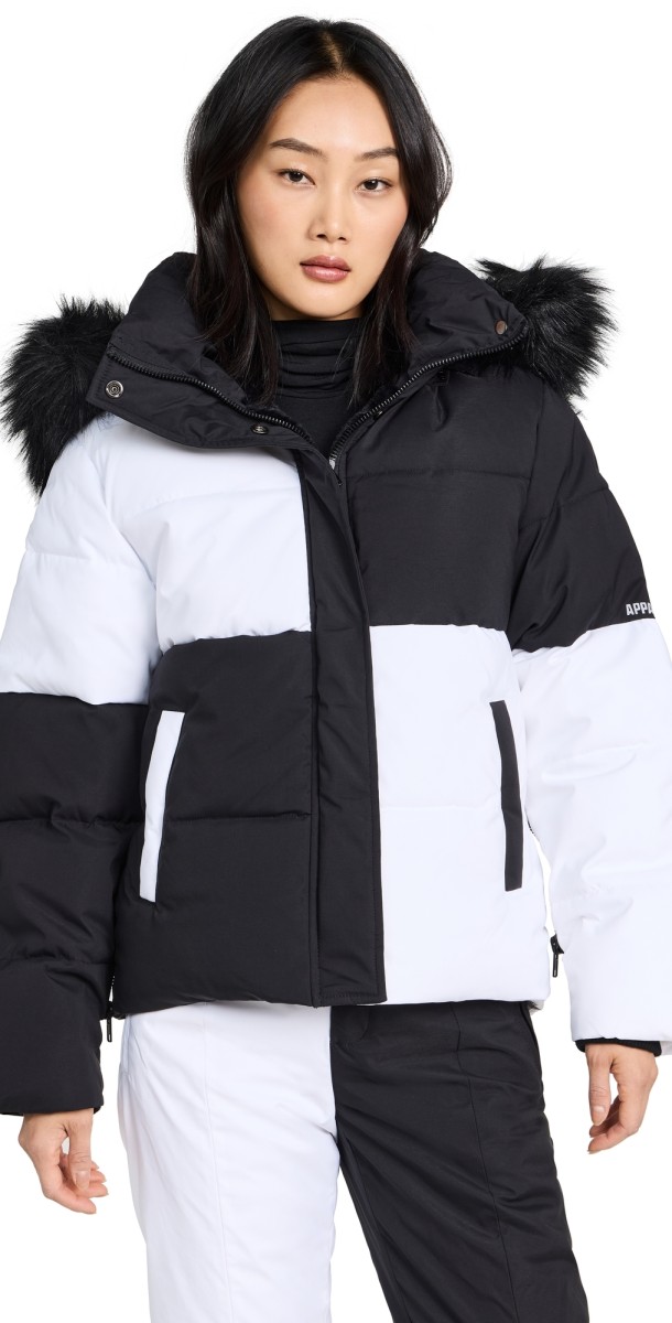 Apparis Suki Colorblocked Parka Blanc,Noir