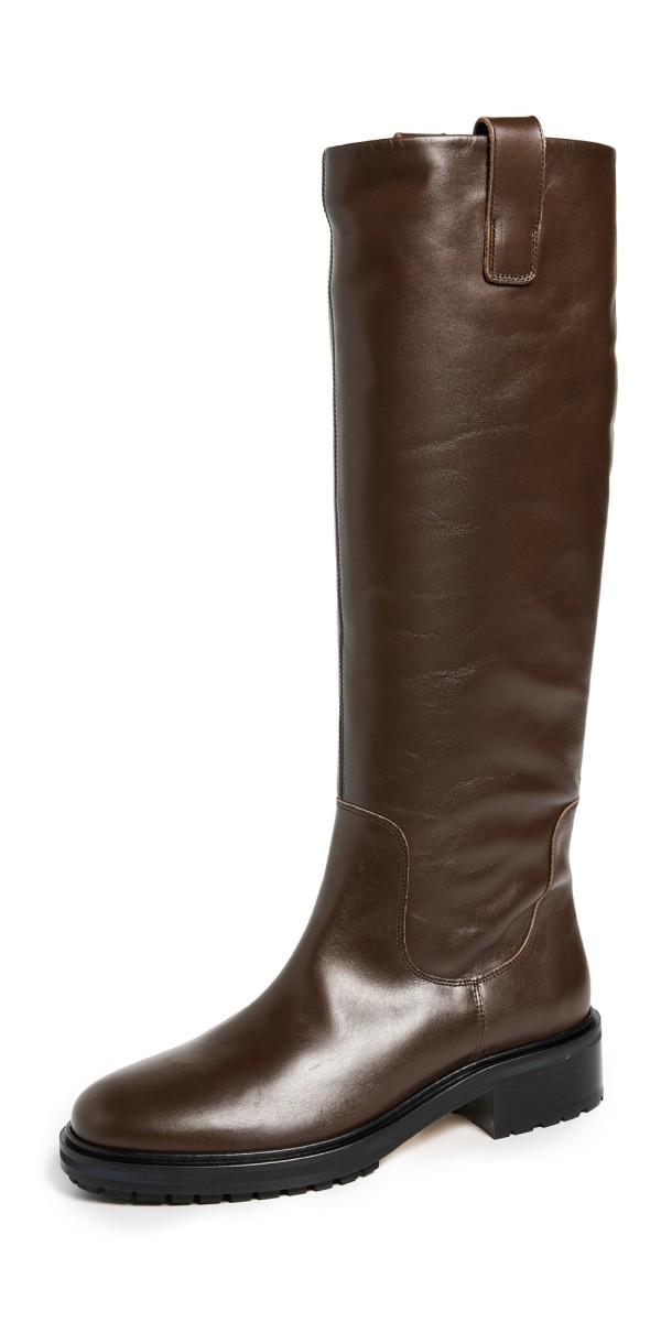 AEYDE Henry Calf Leather Moka Riding Boots Moka