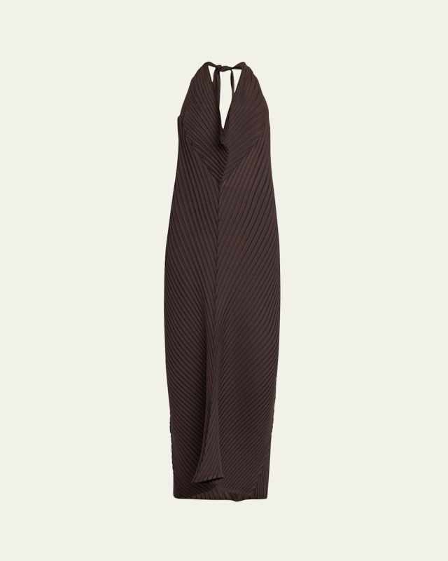 Paper Like Pleats Halter Maxi Dress
