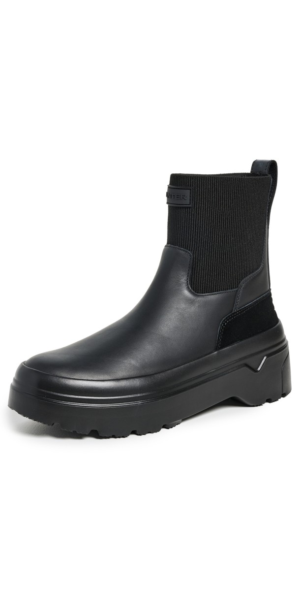Hunter Boots Explorer Chelsea Flatform Boots Black